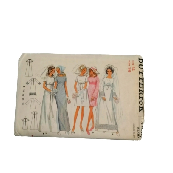 Vtg Wedding Butterick  Dress Sewing Pattern 5660 Size 14, Cut - Picture 1 of 7